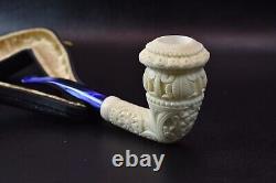 Ornate Calabash PIPE BLOCK MEERSCHAUM-NEW-HAND CARVED W Case#347