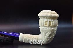 Ornate Calabash PIPE BLOCK MEERSCHAUM-NEW-HAND CARVED W Case#347