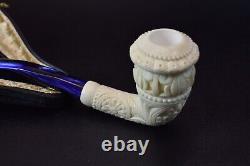 Ornate Calabash PIPE BLOCK MEERSCHAUM-NEW-HAND CARVED W Case#347