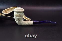 Ornate Calabash PIPE BLOCK MEERSCHAUM-NEW-HAND CARVED W Case#347