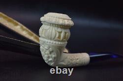 Ornate Calabash PIPE BLOCK MEERSCHAUM-NEW-HAND CARVED W Case#347