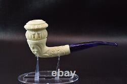 Ornate Calabash PIPE BLOCK MEERSCHAUM-NEW-HAND CARVED W Case#347