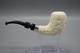 Ornate Design Bent Pipe New-block Meerschaum Handmade Case#132 Silver Band