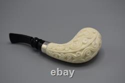 Ornate Design Bent Pipe new-block Meerschaum Handmade Case#132 Silver Band