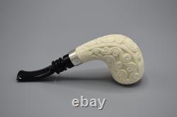 Ornate Design Bent Pipe new-block Meerschaum Handmade Case#132 Silver Band