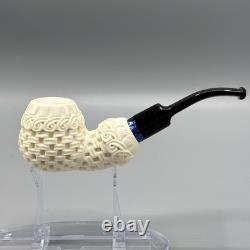 Ornate Design Fancy Apple Pipe Handmade block Meerschaum New W Case#1556