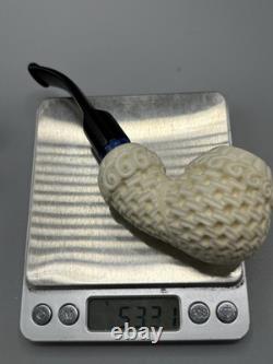 Ornate Design Fancy Apple Pipe Handmade block Meerschaum New W Case#1556