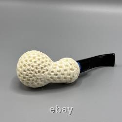 Ornate Design Fancy Apple Pipe Handmade block Meerschaum New W Case#1556