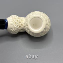 Ornate Design Fancy Apple Pipe Handmade block Meerschaum New W Case#1556