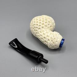 Ornate Design Fancy Apple Pipe Handmade block Meerschaum New W Case#1556