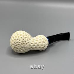 Ornate Design Fancy Apple Pipe Handmade block Meerschaum New W Case#1556