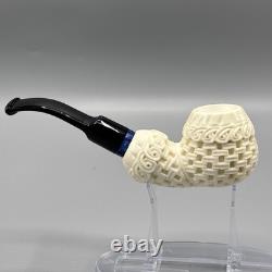 Ornate Design Fancy Apple Pipe Handmade block Meerschaum New W Case#1556