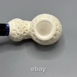 Ornate Design Fancy Apple Pipe Handmade block Meerschaum New W Case#1556