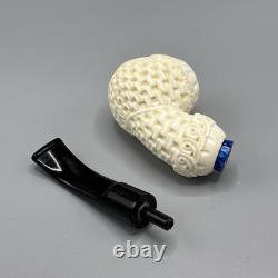 Ornate Design Fancy Apple Pipe Handmade block Meerschaum New W Case#1556