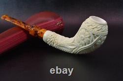 Ornate Design Horn Pipe By ENDER New Block Meerschaum Handmade W Case#804