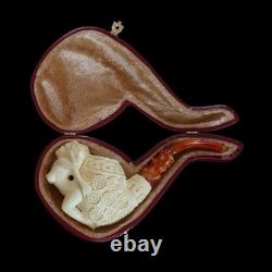 Ornate Design Nude Lady Pipe By Ali Block Meerschaum-New Handmade CASE#1076