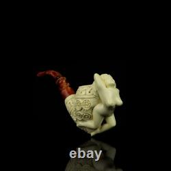 Ornate Design Nude Lady Pipe By Ali Block Meerschaum-New Handmade CASE#1076