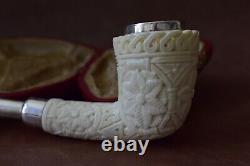 Ornate Dublin Pipe BLOCK MEERSCHAUM-NEW Handmade Case1412 Army Pocket Spigot