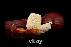 Ornate Egg PIPE By EGE BLOCK MEERSCHAUM-NEW-HAND CARVED W Case#1645