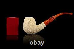 Ornate Egg PIPE By EGE BLOCK MEERSCHAUM-NEW-HAND CARVED W Case#1645