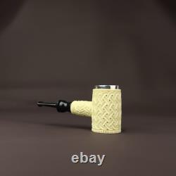 Ornate Hammer Pipe By EGE BLOCK MEERSCHAUM-NEW-HANDCARVED Custom Made Case#1020