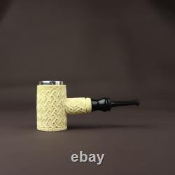 Ornate Hammer Pipe By EGE BLOCK MEERSCHAUM-NEW-HANDCARVED Custom Made Case#1020