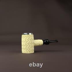 Ornate Hammer Pipe By EGE BLOCK MEERSCHAUM-NEW-HANDCARVED Custom Made Case#1020