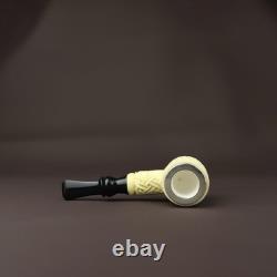 Ornate Hammer Pipe By EGE BLOCK MEERSCHAUM-NEW-HANDCARVED Custom Made Case#1020