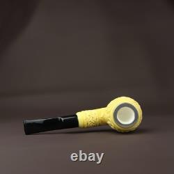 Ornate Hammer Pipe By EGE BLOCK MEERSCHAUM-NEW-HANDCARVED Custom Made Case#1020