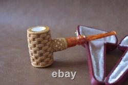 Ornate Hammer Pipe By EGE BLOCK MEERSCHAUM-NEW-HANDCARVED Custom Made Case#850