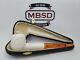 Ornate Hand Carved Block Meerschaum Pipe With Fitted Case 7 Long