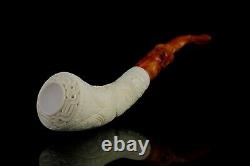 Ornate Horn PIPE By EGE BLOCK MEERSCHAUM-NEW-HAND CARVED W Case#800