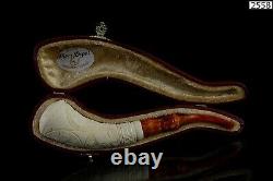 Ornate Horn PIPE By EGE BLOCK MEERSCHAUM-NEW-HAND CARVED W Case#800