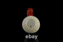 Ornate Horn PIPE By EGE BLOCK MEERSCHAUM-NEW-HAND CARVED W Case#800