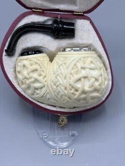 Ornate OOM PAUL Pipe BLOCK MEERSCHAUM-NEW Handmade Case#894 Reverse Calabash