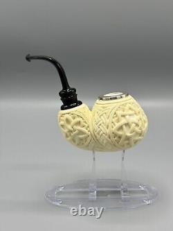 Ornate OOM PAUL Pipe BLOCK MEERSCHAUM-NEW Handmade Case#894 Reverse Calabash