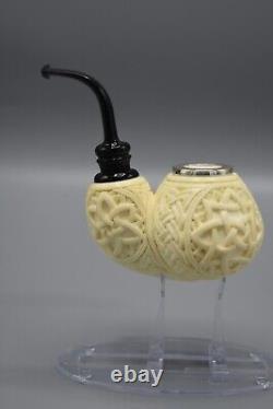 Ornate OOM PAUL Pipe BLOCK MEERSCHAUM-NEW Handmade Case#894 Reverse Calabash