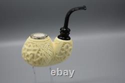 Ornate OOM PAUL Pipe BLOCK MEERSCHAUM-NEW Handmade Case#894 Reverse Calabash