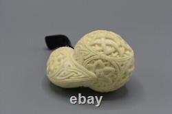 Ornate OOM PAUL Pipe BLOCK MEERSCHAUM-NEW Handmade Case#894 Reverse Calabash