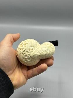 Ornate OOM PAUL Pipe BLOCK MEERSCHAUM-NEW Handmade Case#894 Reverse Calabash