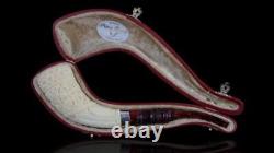 Ornate Pipe By EGE Block Meerschaum Hand Carved With Case
