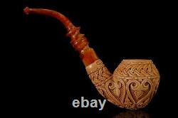 Ornate Rhodesian Pipe By Erdogan EGE block Meerschaum Handmade New W Case#752