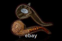 Ornate Rhodesian Pipe By Erdogan EGE block Meerschaum Handmade New W Case#752