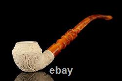 Ornate Rhodesian Pipe By H EGE BLOCK MEERSCHAUM-NEW-HAND CARVED W Case#1646