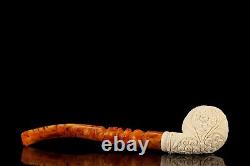 Ornate Rhodesian Pipe By H EGE BLOCK MEERSCHAUM-NEW-HAND CARVED W Case#1646