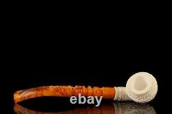 Ornate Rhodesian Pipe By H EGE BLOCK MEERSCHAUM-NEW-HAND CARVED W Case#1646