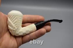 Ornate Rhodesian Pipe Masonic Emblem BLOCK MEERSCHAUM-NEW-HANDCARVED W Case#1655