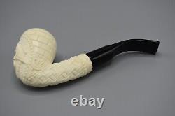 Ornate Rhodesian Pipe Masonic Emblem BLOCK MEERSCHAUM-NEW-HANDCARVED W Case#664