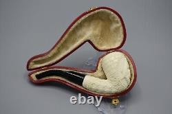 Ornate Rhodesian Pipe Masonic Emblem BLOCK MEERSCHAUM-NEW-HANDCARVED W Case#664