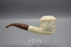 Ornate Rhodesian Pipe Unicorn Embossed BLOCK MEERSCHAUM-NEW-HANDMADE Case#1004